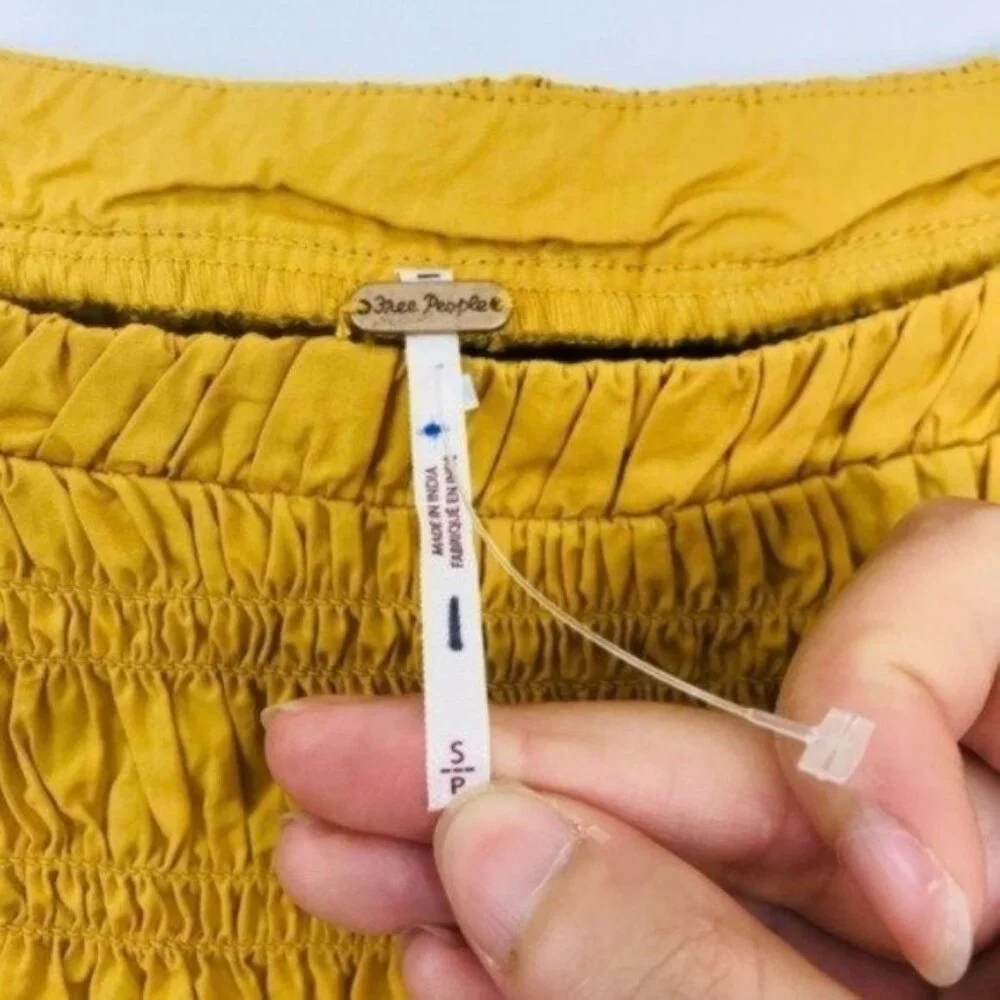 Free People Ruffled Whoa Blouse Mustard Yellow Women Size Small NWOT